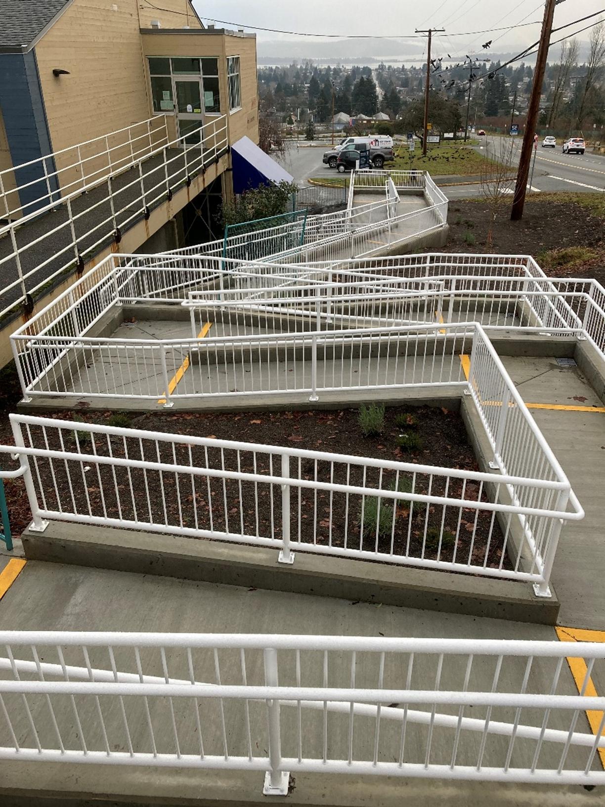 Wheelchair ramps leading into a building